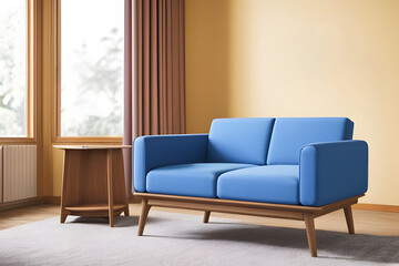 Fototapeta premium 3D rendering.Front view sofa and plant in a living room on colour background.