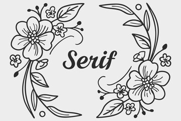Minimal uppercase serif font with symmetrical floral design