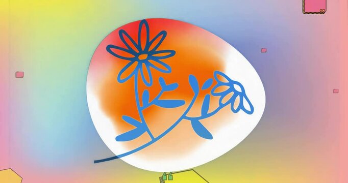 Flower drawing tracing stem quote bubbles sliding oval expanding shapes floating emphasizing flower