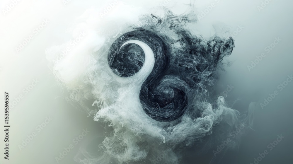 Wall mural mysterious swirling patterns emerge from a foggy background. this artwork evokes a sense of intrigue