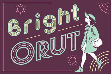 Neon glowing frame with modern sans serif font design