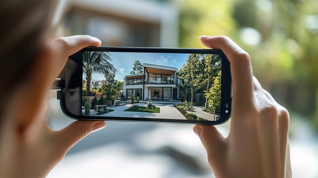 A real estate agent using AR glasses to showcase virtual property tours