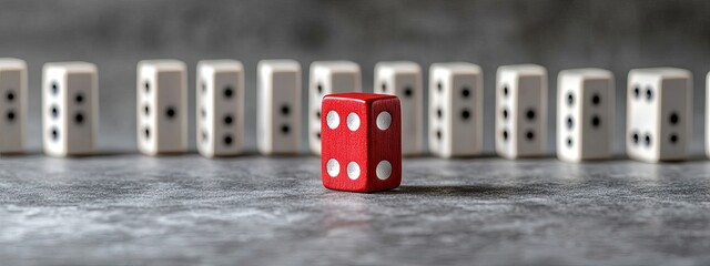 Single red die amongst many white dice