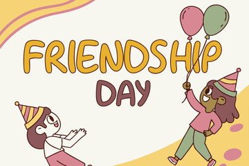 Playful cartoon font with party hats and balloons design