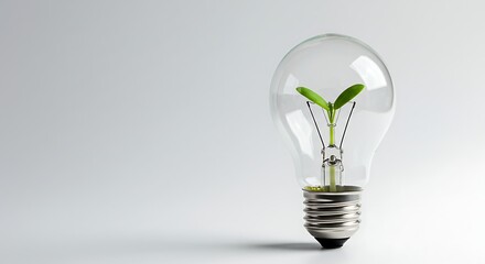 Sustainable Energy A Green Sprout Inside a Light Bulb