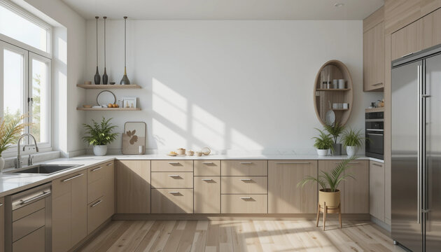 Modern living room interior with blank space and empty wall.