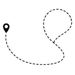 route-dotted-path icon black vector illustration on transparent background