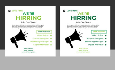 hiring job vacancy social media post or square web banner template vector design template .