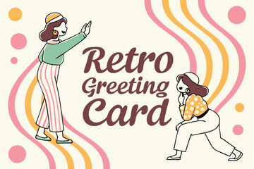 Retro serif font design with polka dots and stripes pattern