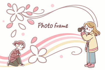 Watercolor photo frame with script font border design