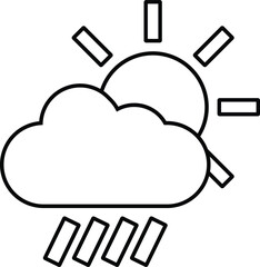 Black line art illustration of Rain cloud with Sun icon