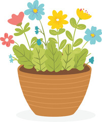 flower in pot vector isolated on white background