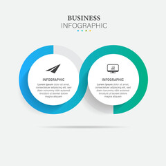 Fototapeta premium 2 Steps business data visualization timeline process infographic template design with icons