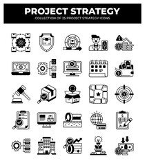 Project Strategy Icons: 25 Essential Icons for Business Planning