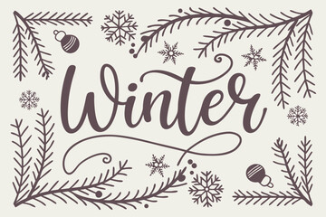 Fototapeta premium Soft calligraphy font with knitted pattern border