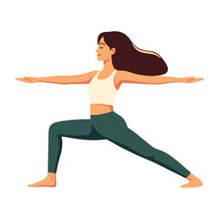 Obraz premium Serene Woman in Warrior II Pose - Yoga Day Vector Illustration