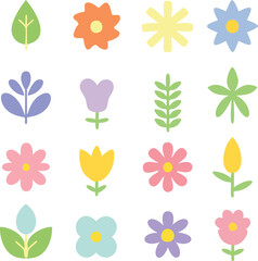 set of flowers vector