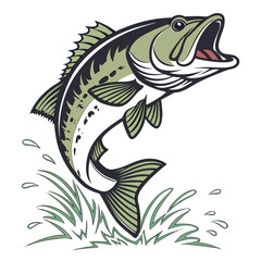 Jumping Largemouth Bass Fish Vector Bundle in Various Artistic Styles