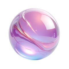 Obraz premium Iridescent sphere with swirling colors black background isolated on transparent background