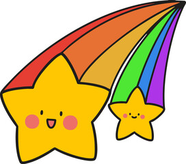 Shooting star, rainbow vector image