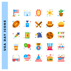 25 USA Flat icon pack. vector illustration.