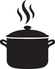 cooking pot with steam silhouette logo, icon design set vector illustration.