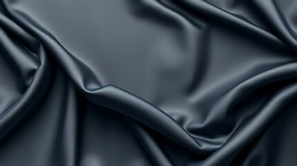 Fototapeta premium Elegant draped dark gray satin fabric texture background
