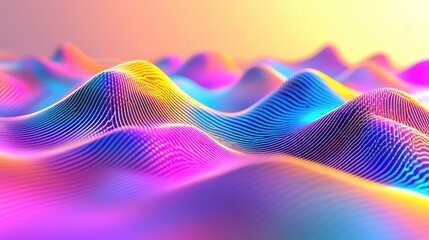 Vibrant Digital Waves in Neon Gradient Flowing Through Soft Space