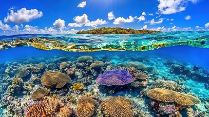 Tropical Coral Reef Bursting With Color Beneath Crystal Blue Sea