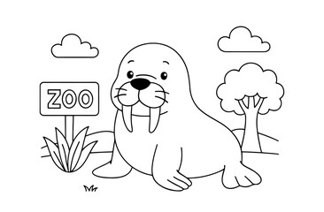 Coloring pages of a cute seals for kids
