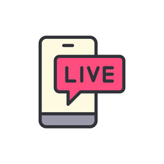 Stylized Mobile Phone Icon With Live Notification Speech Bubble