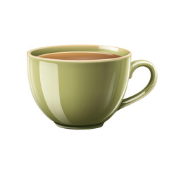 Green tea cup isolated on transparent background.
