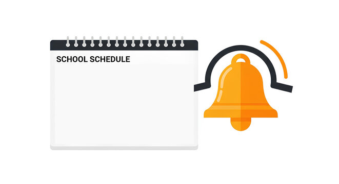 Blank School Schedule Calendar with Alert Bell Reminder for Planning Organization Time Management Education