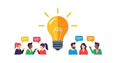 Brainstorming Teamwork Collaboration Idea Generation Lightbulb Diverse People Communicating