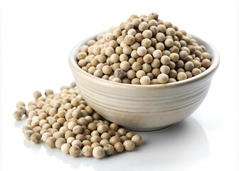 White Peppercorns Aromatic Spice in a Bowl, Culinary Ingredient