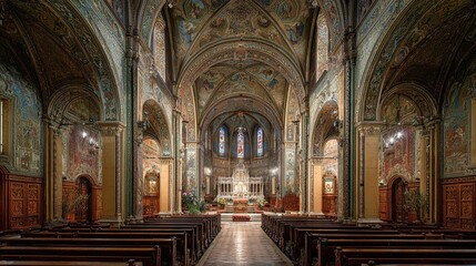 Historic Church Interior with Stained Glass/歴史的キリスト教会の内部：ステンドグラス8