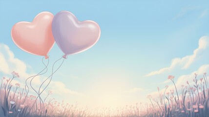 International Day of Friendship Celebration with heart shaped balloons in scenic sky