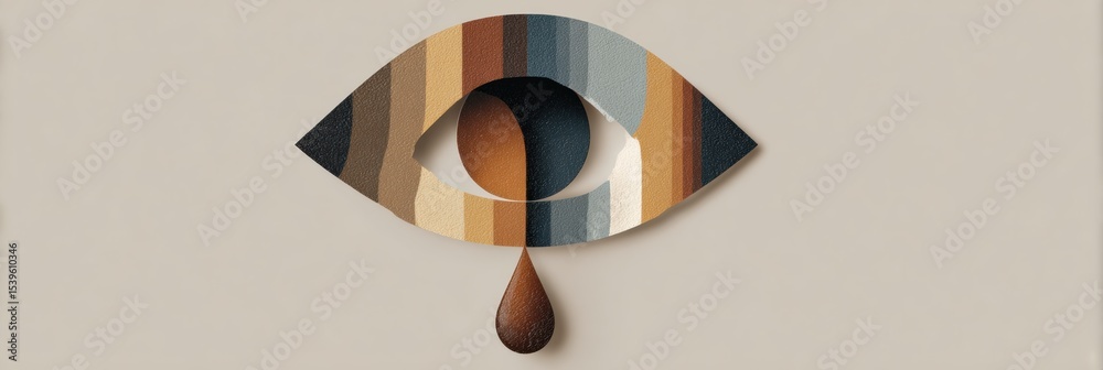 Aufkleber Abstract Representation of an Eye With a Clay Tear in Muted Tones Showcasing Emotion and Artistic Expression on a Neutral Background