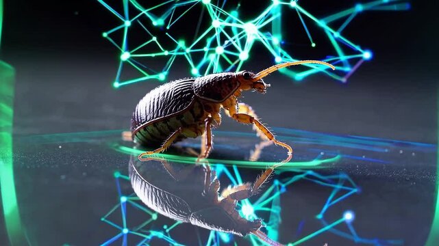 Neural Network Projection Confronted by a Forward-Facing Earwig with Subtle Green Highlight