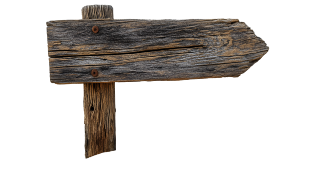 Rustic wooden sign direction arrow weathered wood texture background for design and decoration element  transparent background png - Powered by Adobe