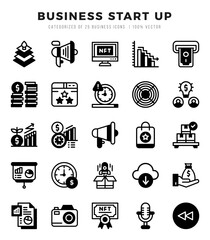 Business Start Up Icons Pack Lineal Filled Style. Vector illustration.