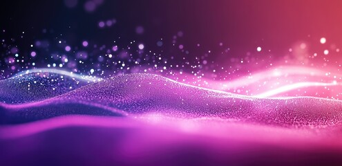 Abstract dynamic particles with vibrant purple and pink colors