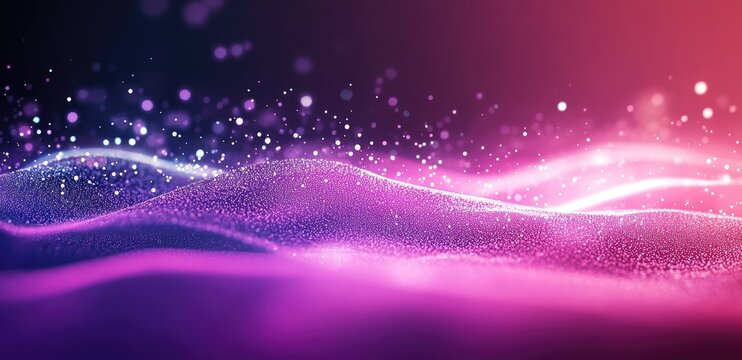 Abstract dynamic particles with vibrant purple and pink colors