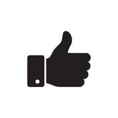 Black Thumbs Up Icon Isolated on White Background &ndash; Like Symbol, Approval Gesture, Hand Sign, Positive Feedback Graphic for UI, Web, or Social Media Use