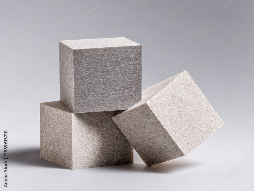 Poster Modern Minimalist Office Organization Neutral Textured Sticky Notes Cubes for Categorized Task Management and Versatile Reminder Systems in Workspace