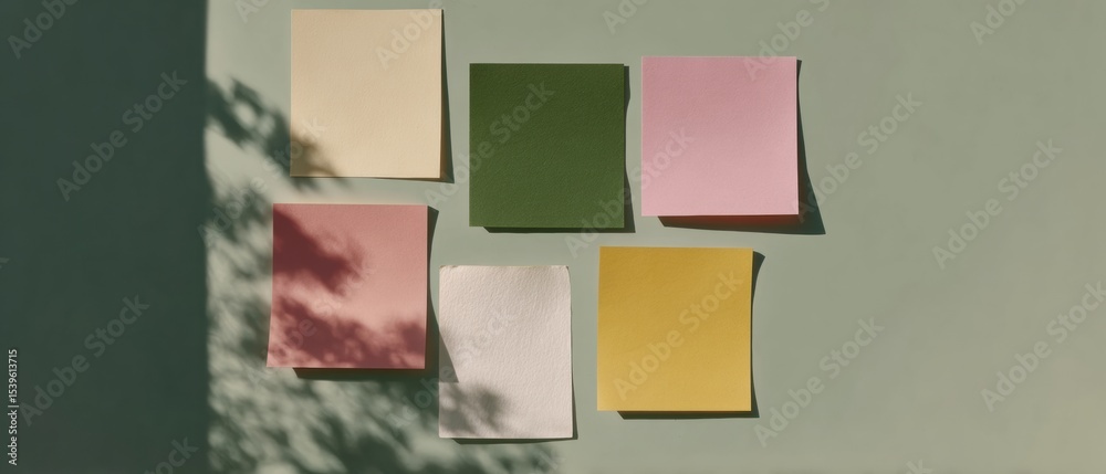 Poster Minimalist Transparent Sticky Notes with Smooth Paper Texture and Adhesive Edge on Clean Background for Modern Workspace Organization and Branding