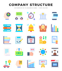 Company Structure Flat icons collection. 25 icon set in a Flat design.