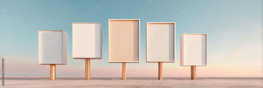 Poster Minimalist Scoreboard Display Set in Warm Monochrome Palette with Smooth Curves and Natural Light for Scalable Messaging and Modern Advertising