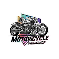very cool motorcycle repair shop logo