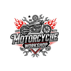 very cool motorcycle repair shop logo